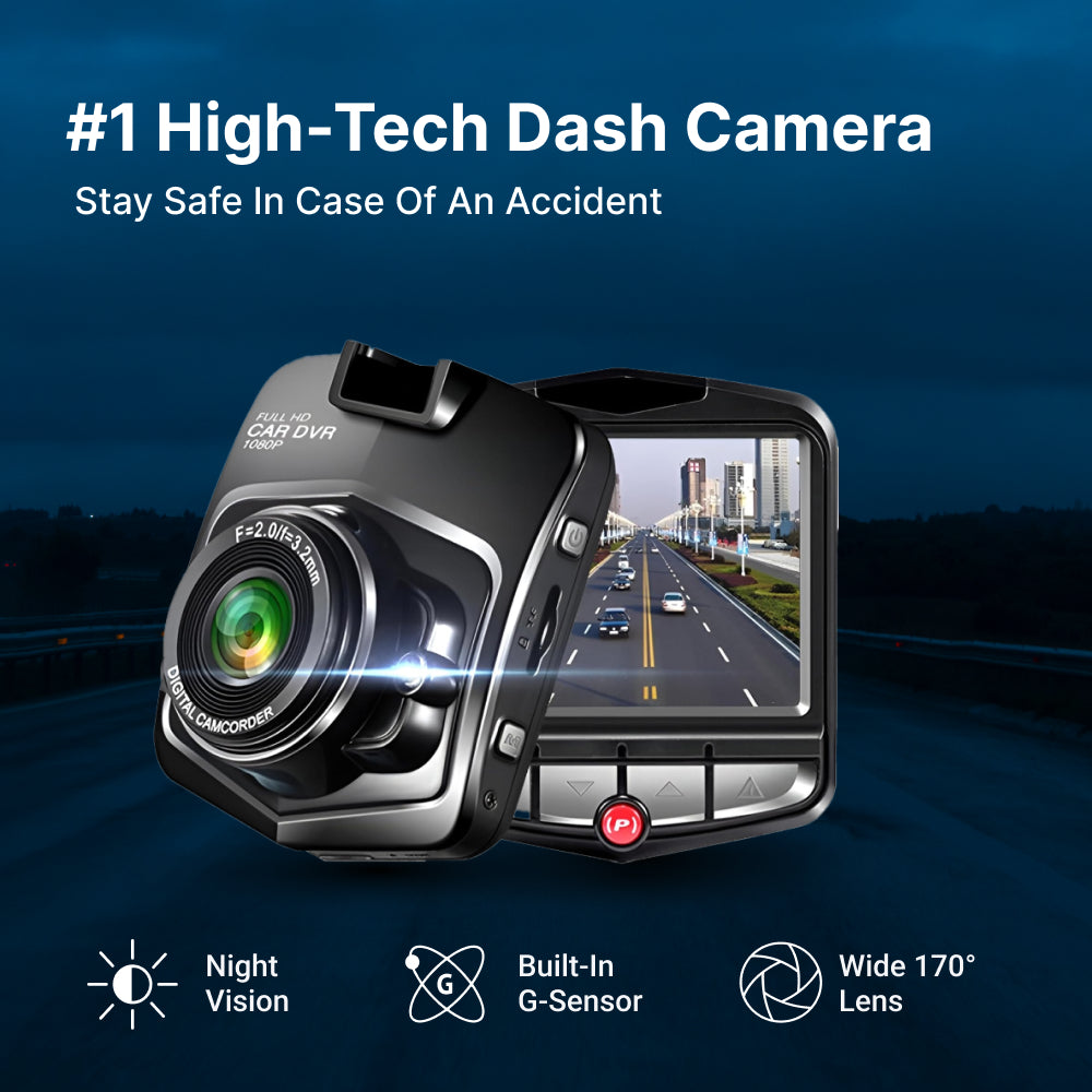 Full HD 1080p Dash Cam | Wide-Angle Car Camera with G-Sensor & Night Vision