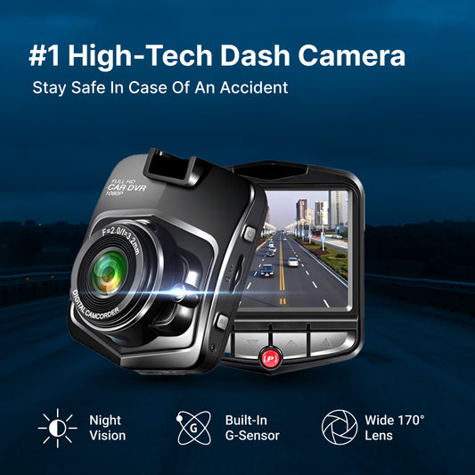 Full HD 1080p Dash Cam | Wide-Angle Car Camera with G-Sensor & Night Vision