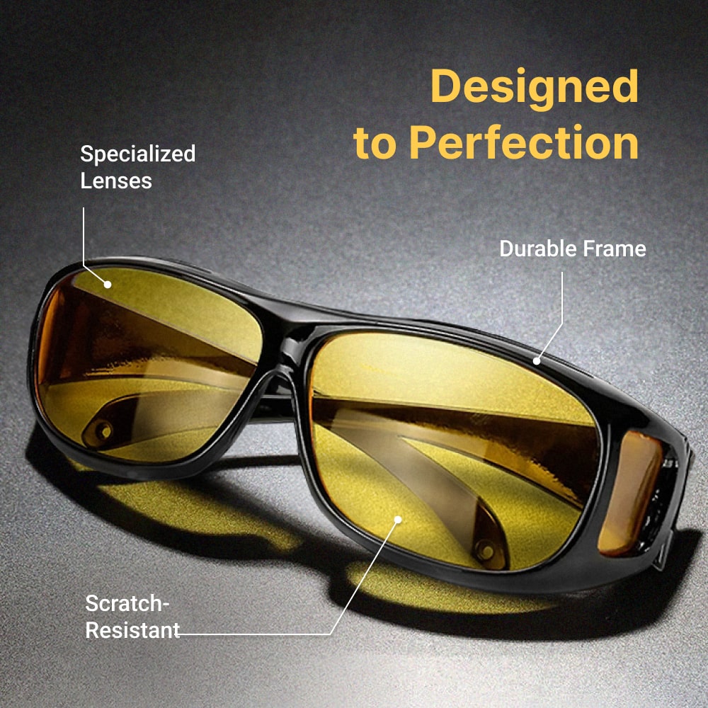 Night Driving Glasses | Yellow Lenses to Reduce Glare & Eye Strain for Safer Night Rides