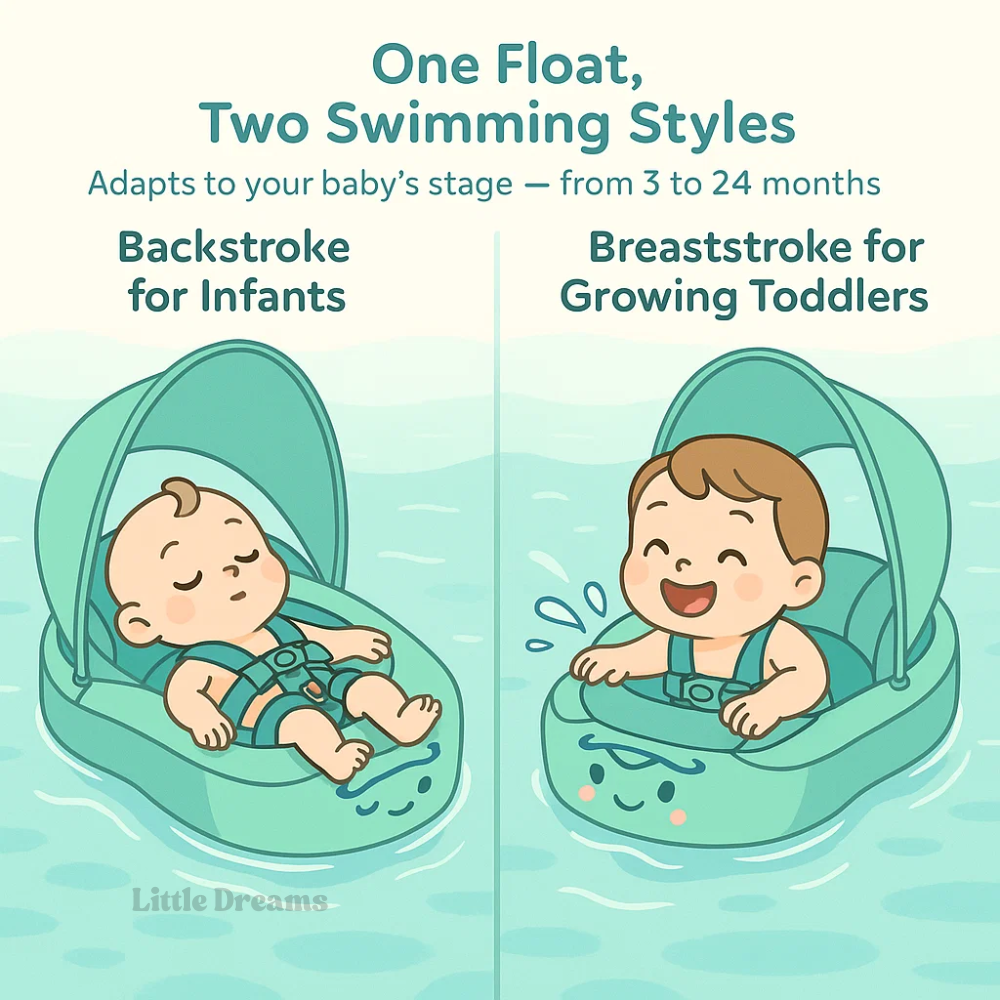 Baby Swim Float with Sunshade Canopy | Safety Buckle, Quick-Drying & Ideal for Infants 3-24 Months