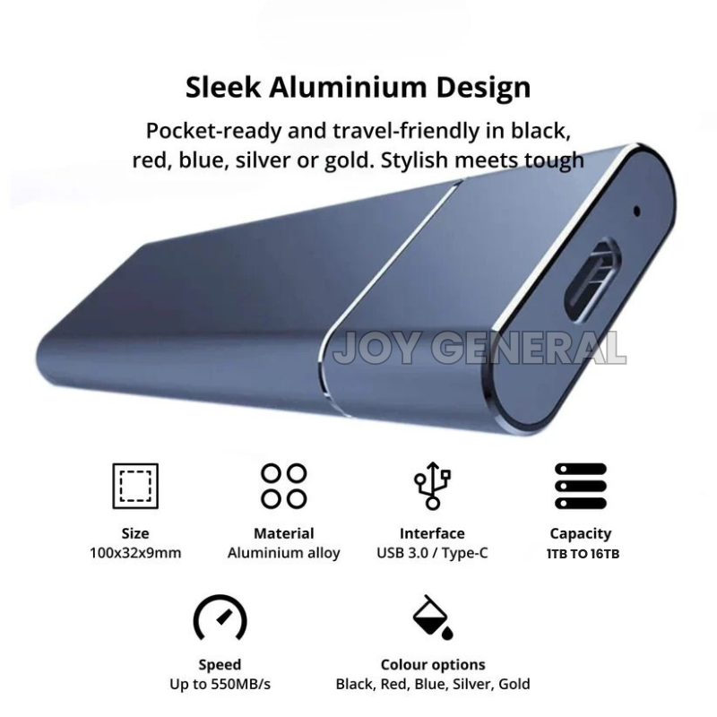 Portable SSD for MacBook, Laptop & iPhone – External Hard Drive 1TB 2TB 4TB 8TB USB-C Storage Compatible with Windows & Android