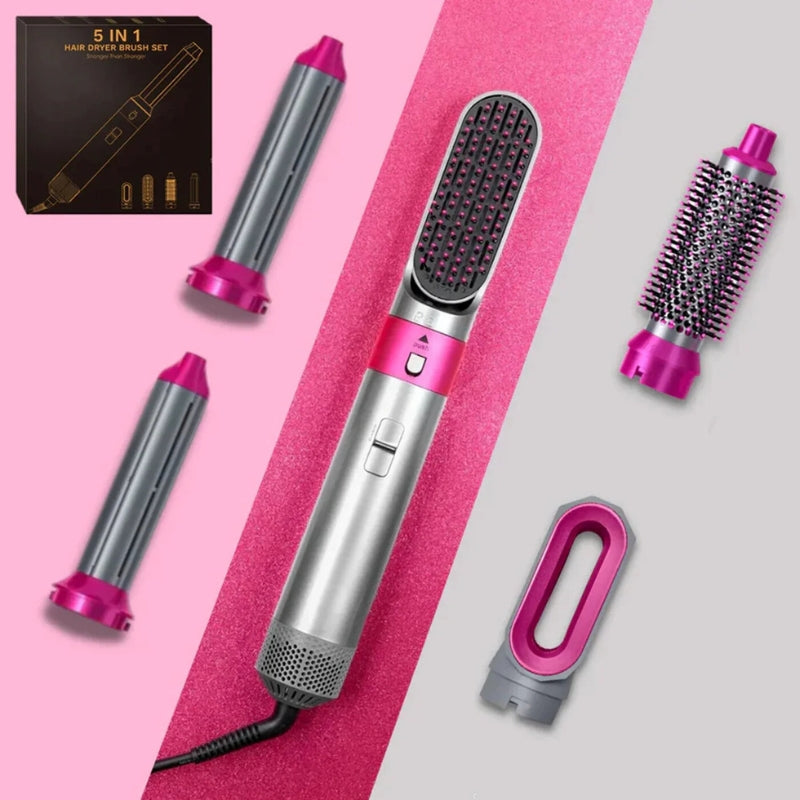 Mystiflex™ | 5-in-1 Hair Styler Pro with Hot Air Brush, Hair Dryer & Curling Attachments – Salon-Quality Blowout Tool