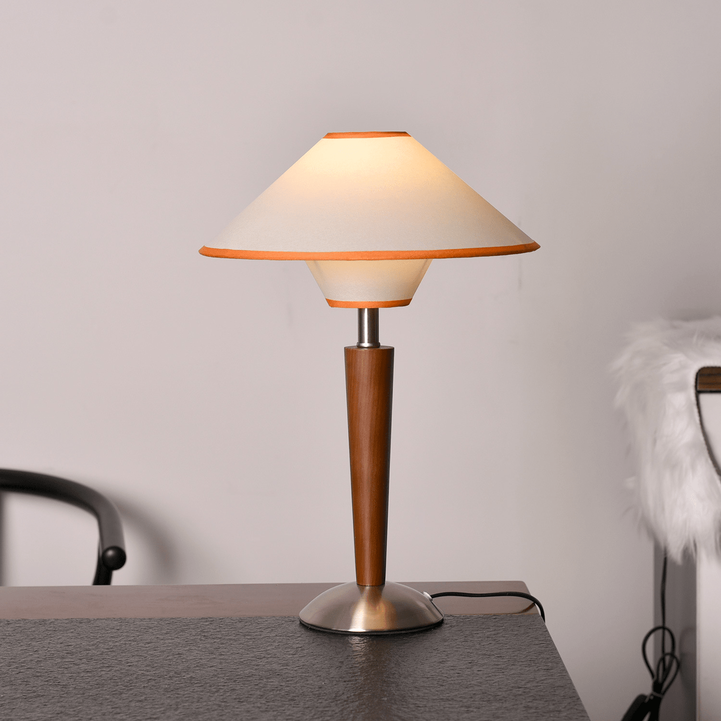 Wooden Table Lamp | Sleek Design with Fabric Shade & Ideal for Indoor Use in Modern Living Spaces