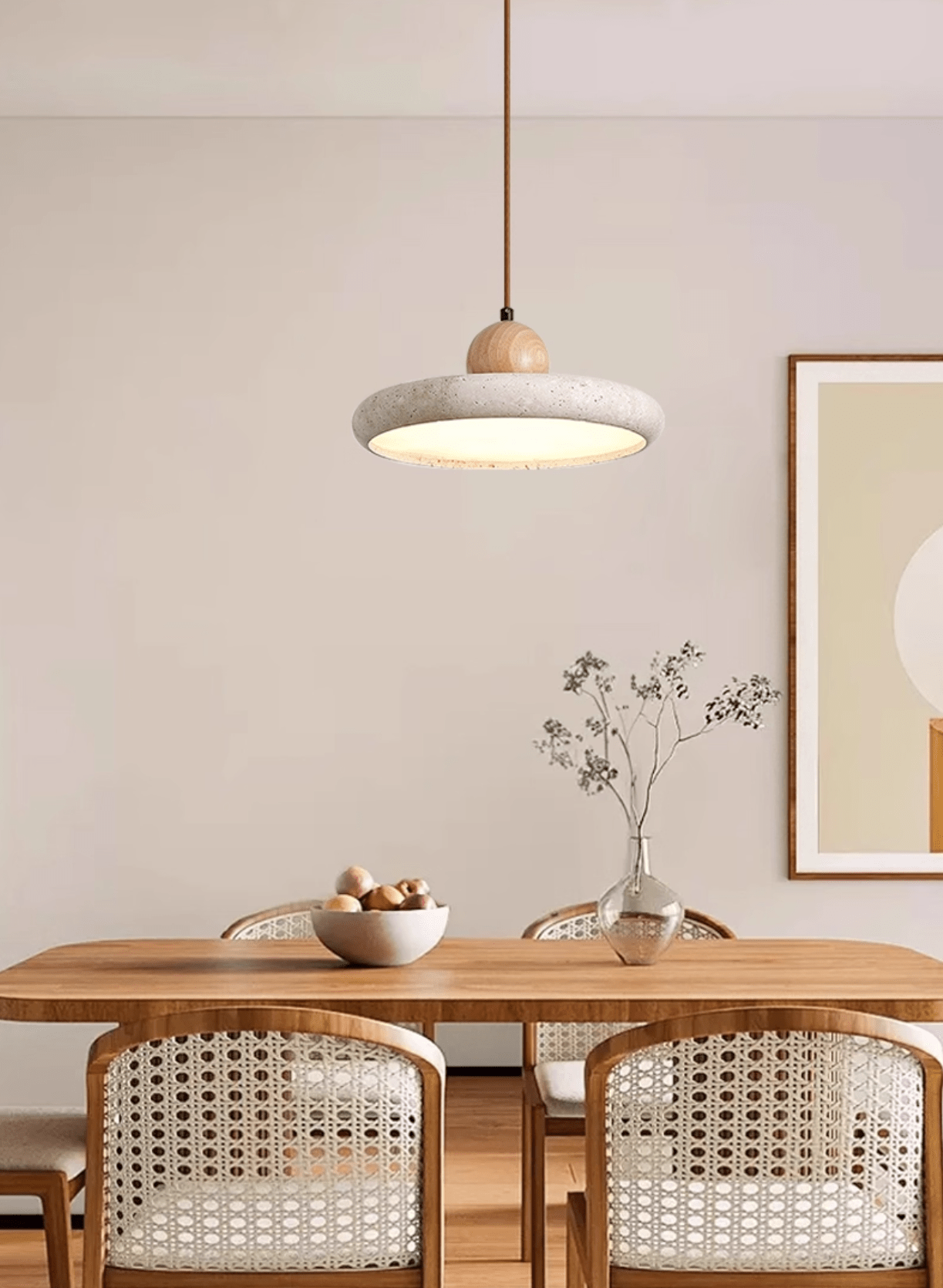Yellow Travertine Pendant Light | Dimmable, Integrated LED & Ideal for Indoor Spaces