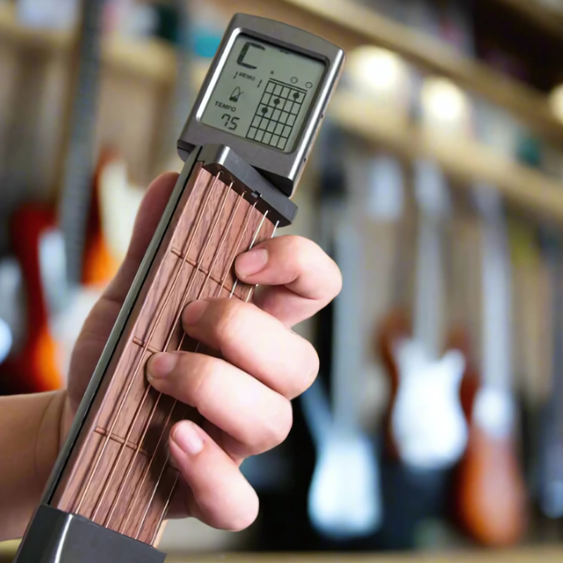 Pocket Guitar Trainer | Real Steel Strings, 400+ Chords & Portable Design for Beginners and On-the-Go Practice
