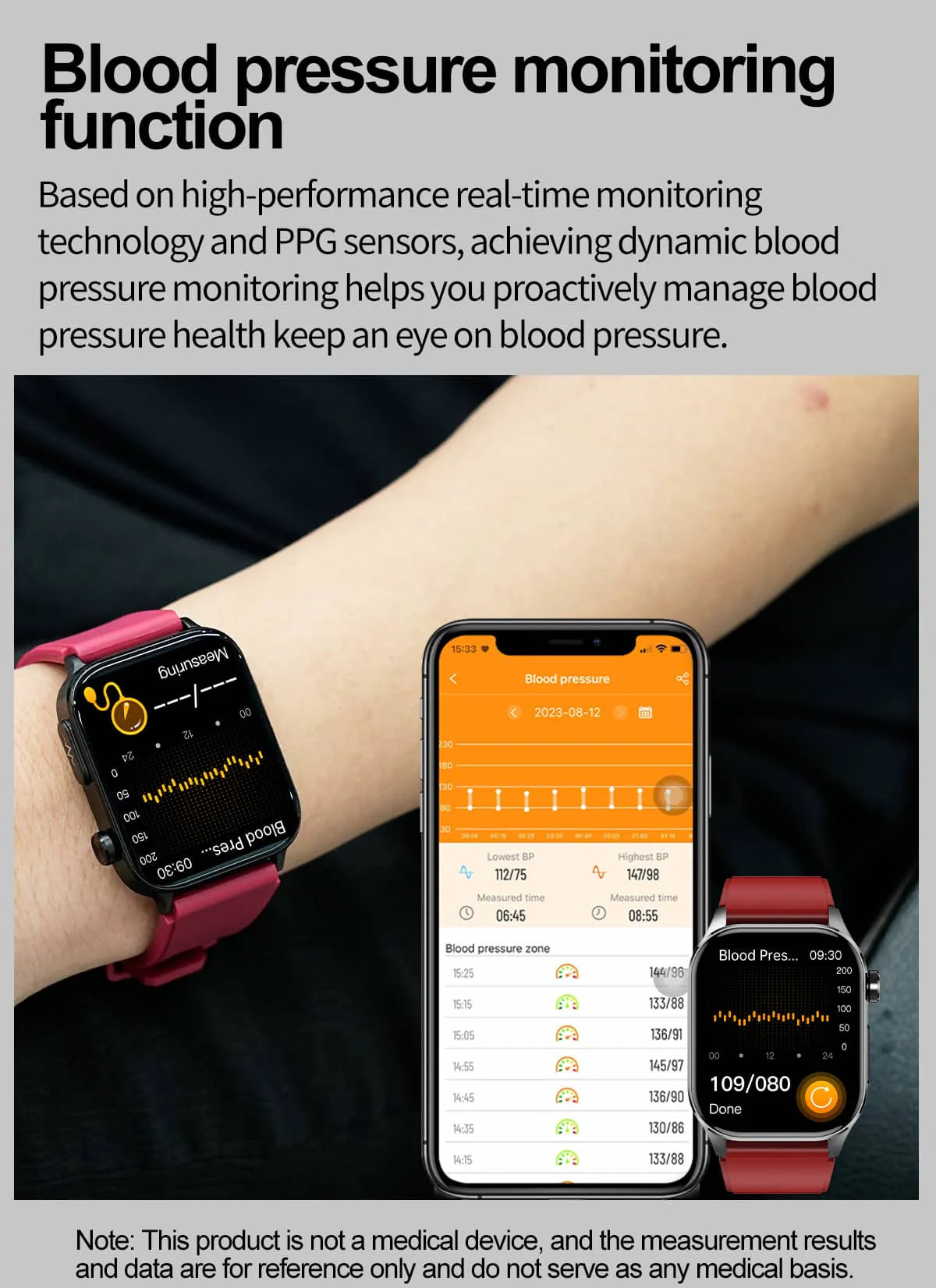 Health Smart Watch with ECG, Blood Pressure & Blood Sugar Monitoring | 24/7 Heart Rate Tracking for Fitness & Health Management