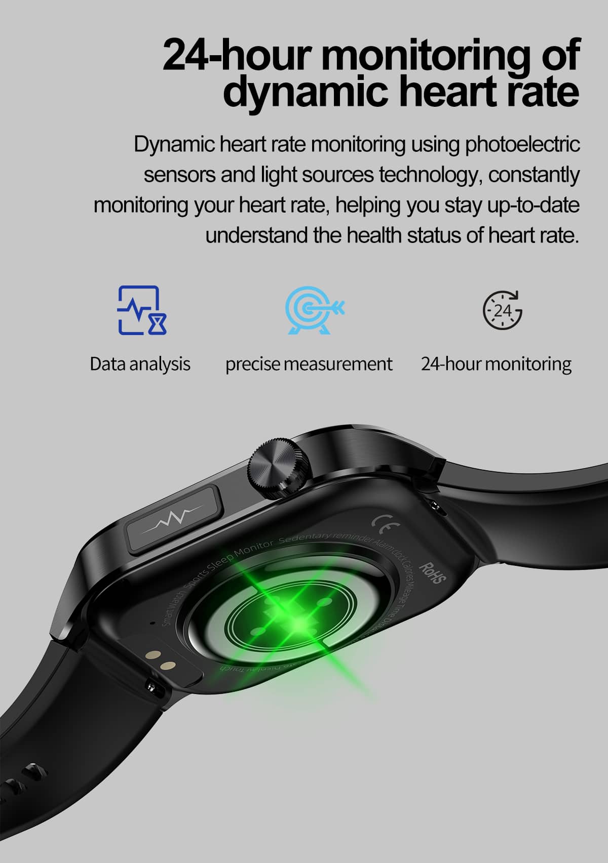 Health Smart Watch with ECG, Blood Pressure & Blood Sugar Monitoring | 24/7 Heart Rate Tracking for Fitness & Health Management
