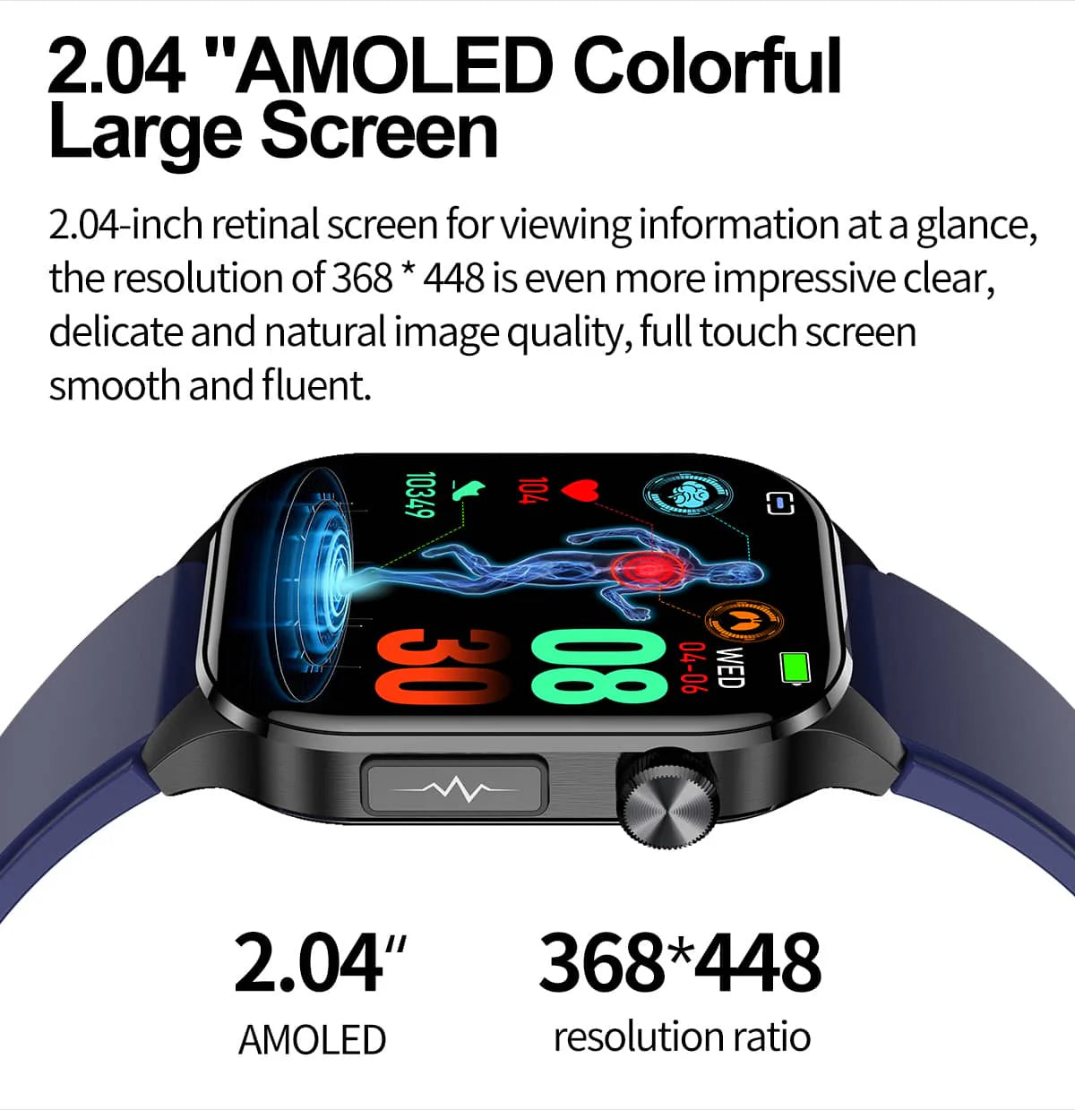 Health Smart Watch with ECG, Blood Pressure & Blood Sugar Monitoring | 24/7 Heart Rate Tracking for Fitness & Health Management
