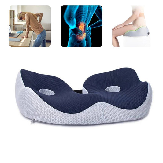 Memory Foam Seat Cushion | Adjustable Tailbone Relief & Posture Support for Office Chairs
