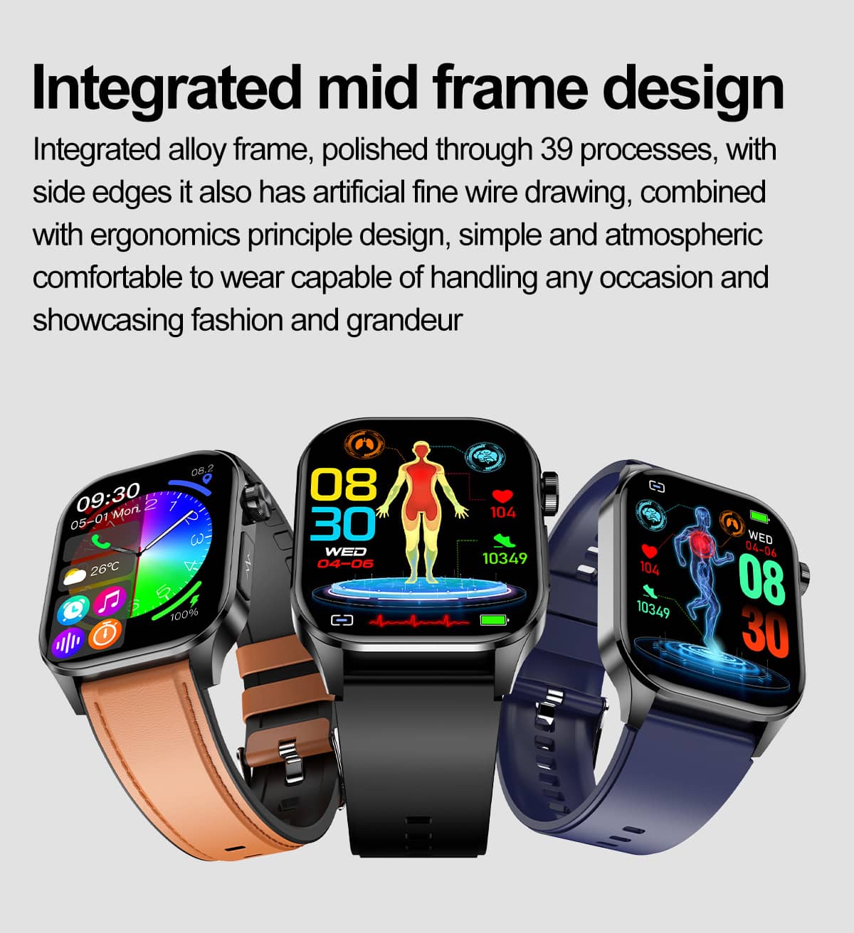Health Smart Watch with ECG, Blood Pressure & Blood Sugar Monitoring | 24/7 Heart Rate Tracking for Fitness & Health Management