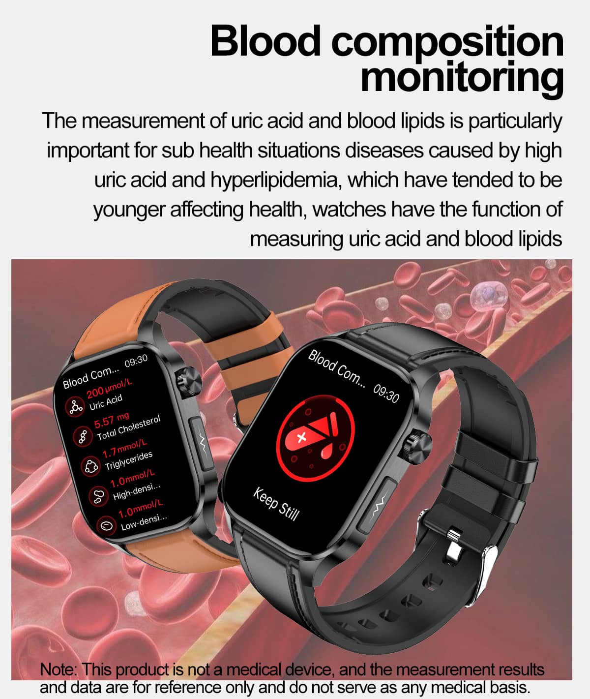 Health Smart Watch with ECG, Blood Pressure & Blood Sugar Monitoring | 24/7 Heart Rate Tracking for Fitness & Health Management