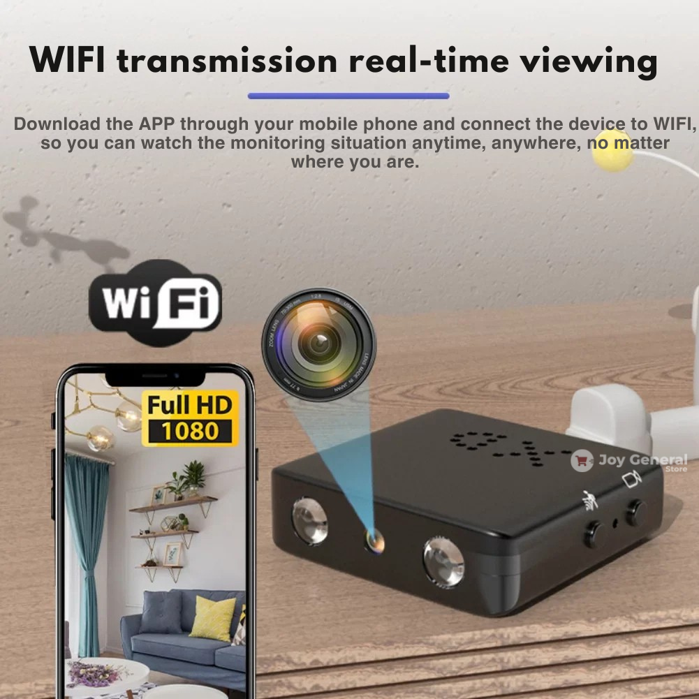 Mini Wireless Hidden Camera with Audio - Compact Spy Camera for Home Security & Nanny Monitoring