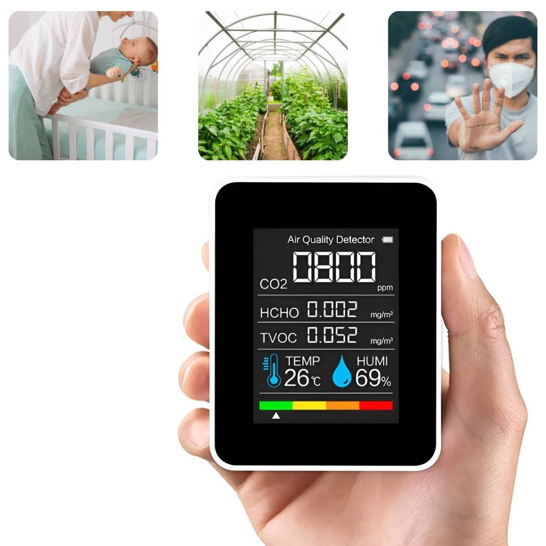 CO2 Carbon Dioxide Monitor | Real-Time Alerts, Portable Design & Ideal for Home, Office, or Classroom Air Quality Monitoring