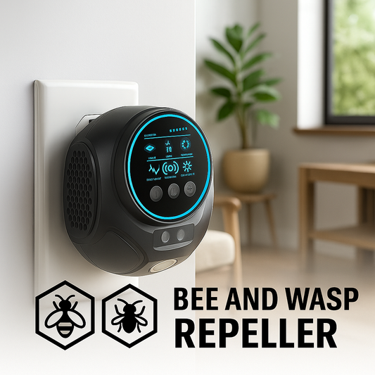 Bee & Wasp Ultrasonic Repellent Device | 360° Electronic Wood Bee Repellent, Plug-In Indoor Bee Zapper & Insect Control Solution