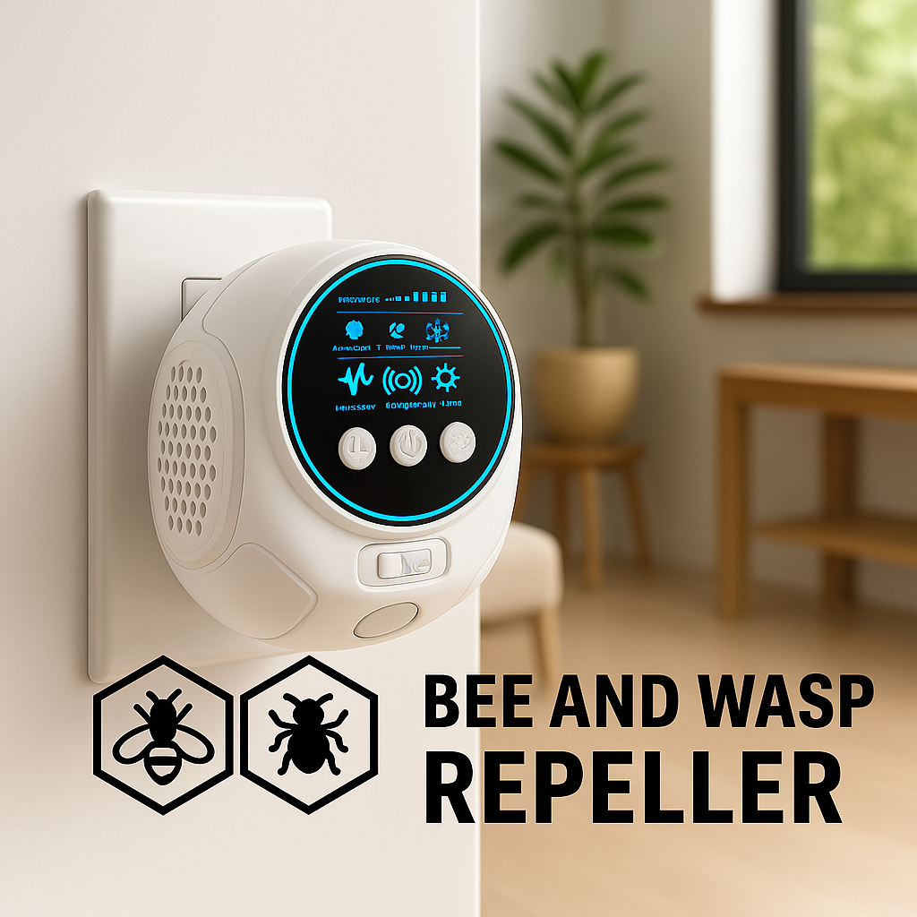 Bee & Wasp Ultrasonic Repellent Device | 360° Electronic Wood Bee Repellent, Plug-In Indoor Bee Zapper & Insect Control Solution