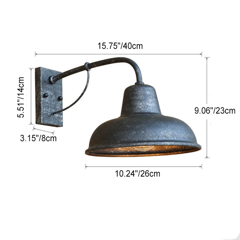 Vintage Iron Waterproof Outdoor Wall Sconce Light Fixture for Barns, Patios & Entryways