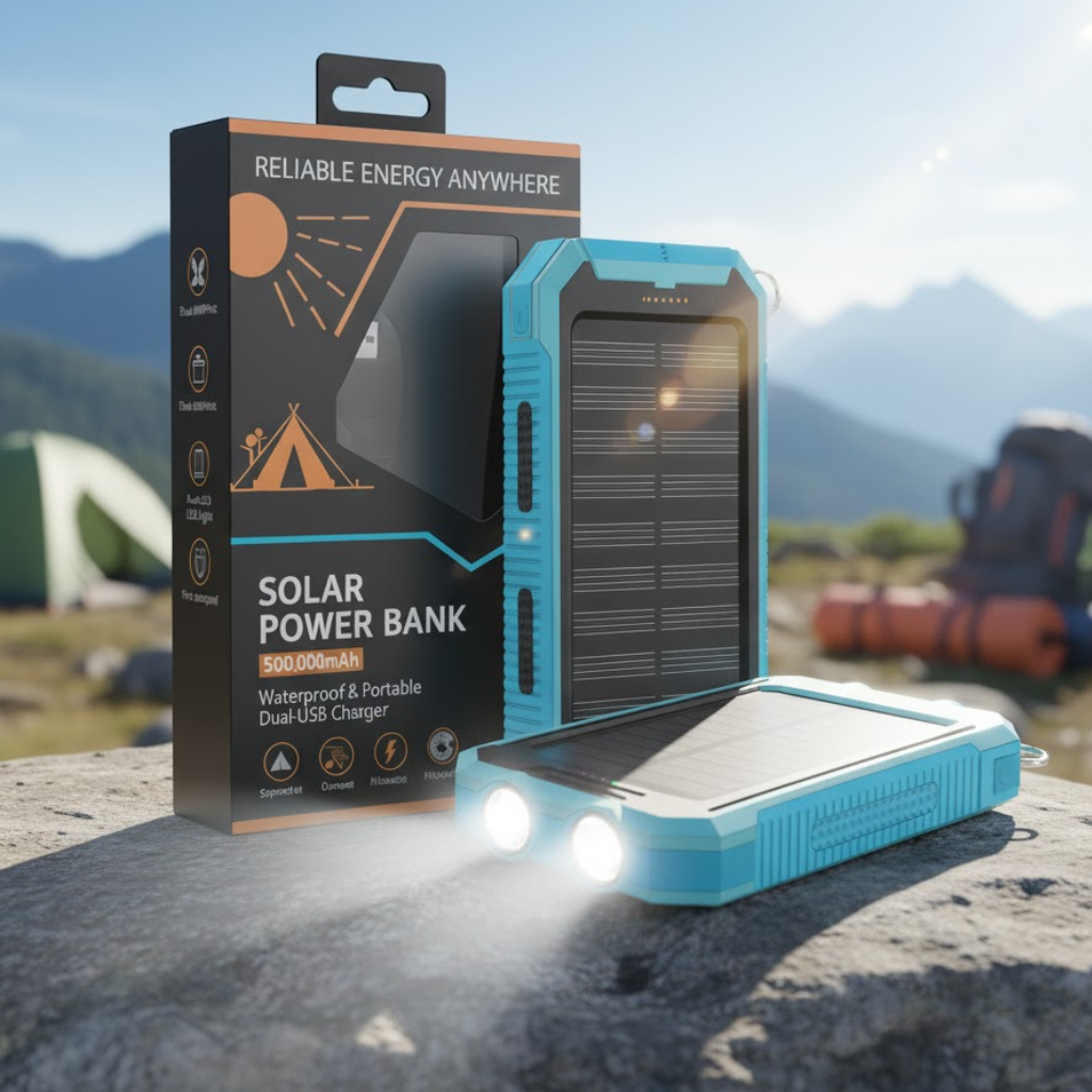 500000mAh Solar Charger Waterproof Power Bank External