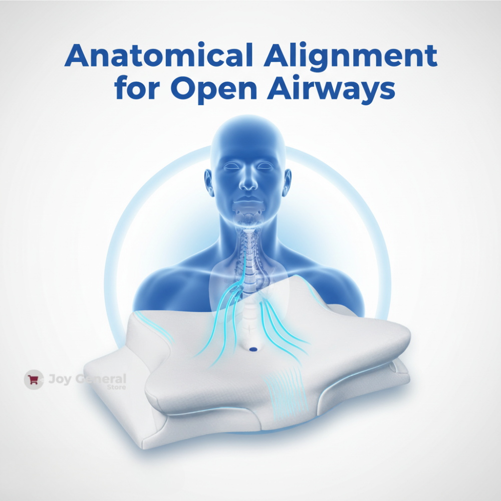 Pillow for Sleep Apnea & Snoring Relief – Ergonomic Memory Foam Anti-Snore Pillow for Better Breathing & Deep Sleep Support