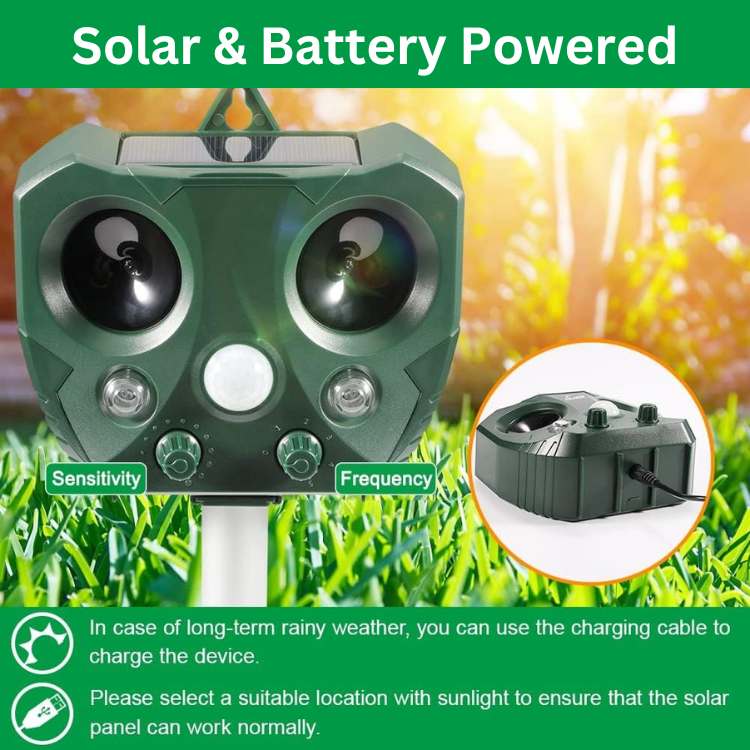 Ultrasonic Bird Repeller | Solar-Powered, Waterproof & Effective for Gardens, Yards, Farms & Outdoor Spaces