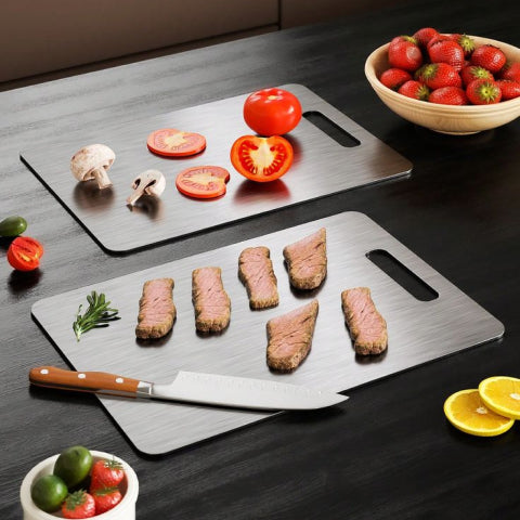 TitanCut™ - Medical Grade Titanium Cutting Board | Durable, Non-porous Board Cutting for Safe Food Preparation & Kitchen Use | Better than Wood Cutting Board