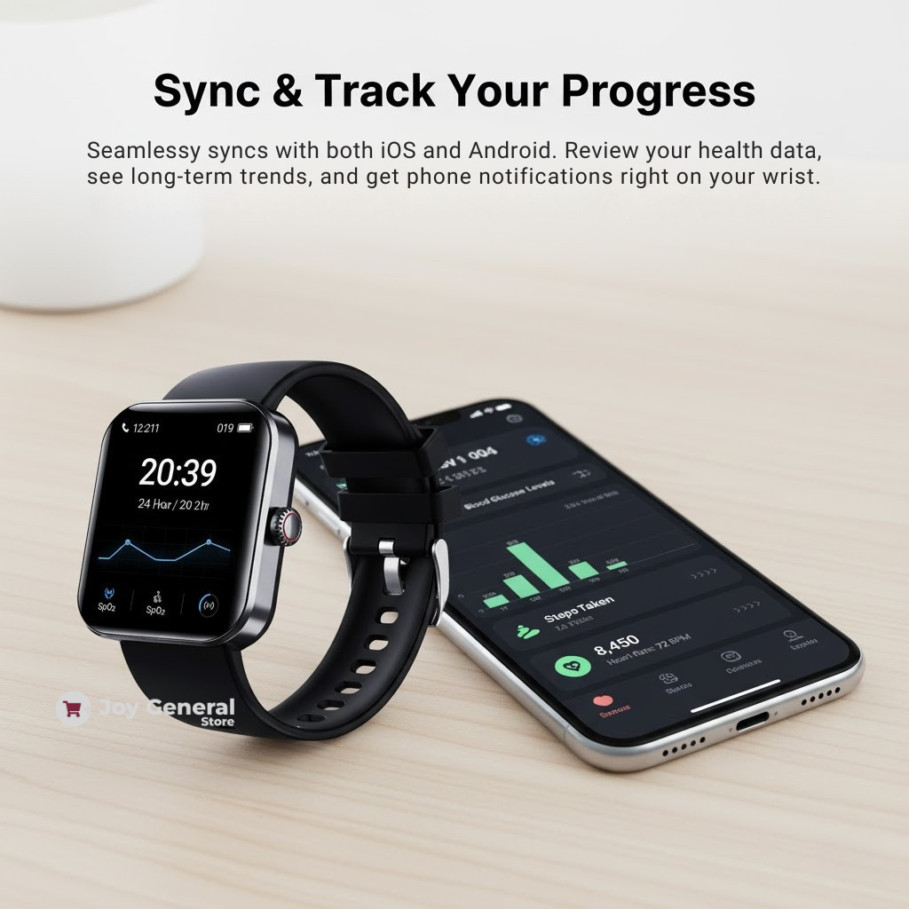 Non Invasive Blood Glucose Meter Smartwatch | 24/7 Health Monitoring & Motion Insights for Active Lifestyles