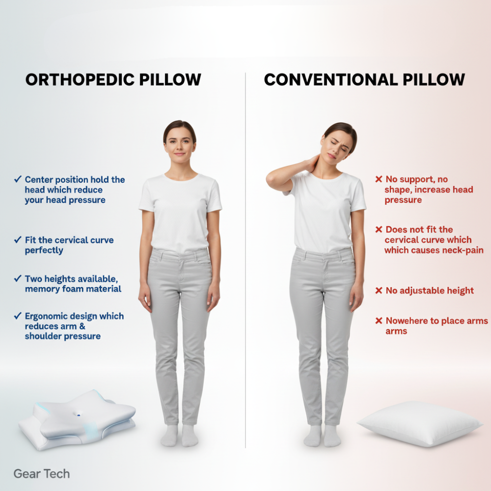 Pillow for Sleep Apnea & Snoring Relief – Ergonomic Memory Foam Anti-Snore Pillow for Better Breathing & Deep Sleep Support