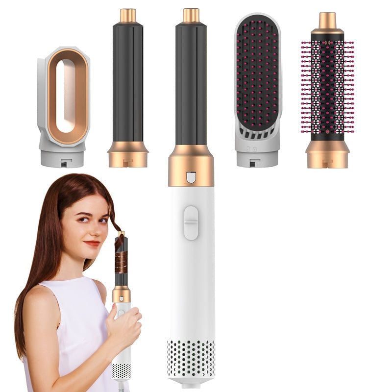 Mystiflex™ | 5-in-1 Hair Styler Pro with Hot Air Brush, Hair Dryer & Curling Attachments – Salon-Quality Blowout Tool
