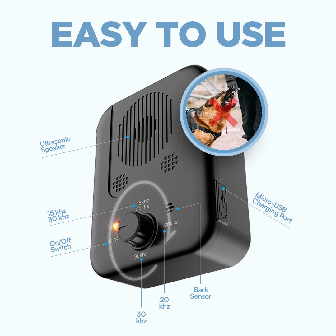 Pain-Free Anti-Barking Device for Dogs - Ultrasonic Bark Control Trainer with Adjustable Sensitivity