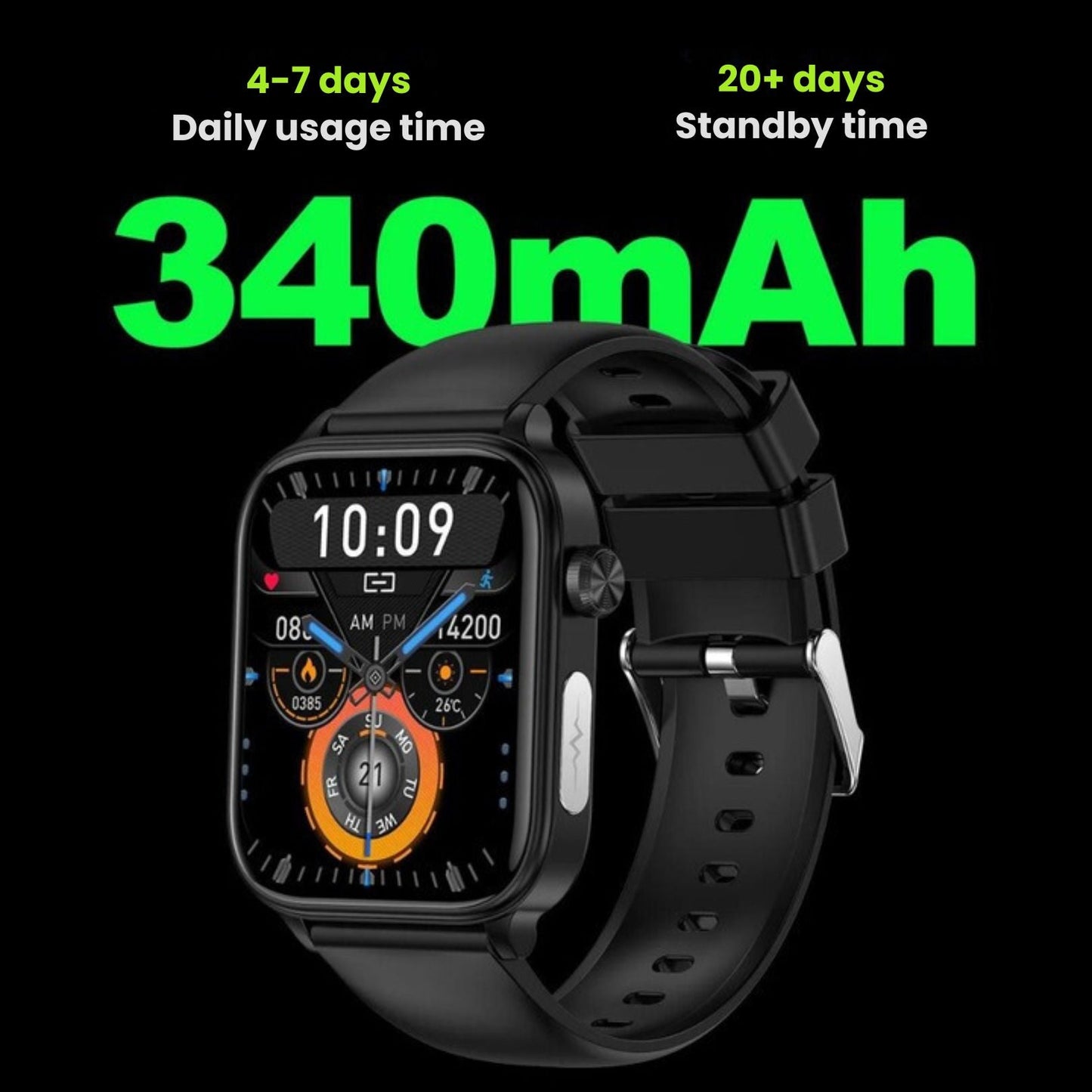 GlucoCare - Non Invasive Blood Glucose Meter SOS Smartwatch | Needle-Free Blood Glucose Monitoring & Fall Detection for Health Tracking and Emergency Assistance