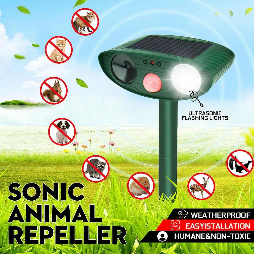Solar-Powered Ultrasonic Deer Repeller - Effective Deer Deterrent for Gardens & Yards, Repels Deer Within 48 Hours