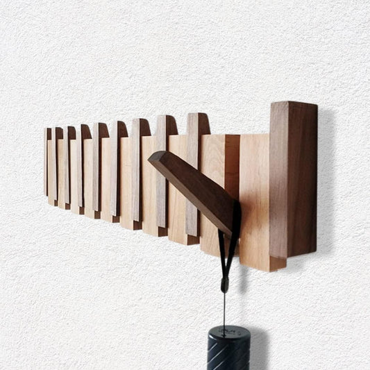 Handmade Wooden Coat Rack | Magnetic Folding Hooks, Space-Saving Design & Ideal for Entryways, Hallways, or Mudrooms