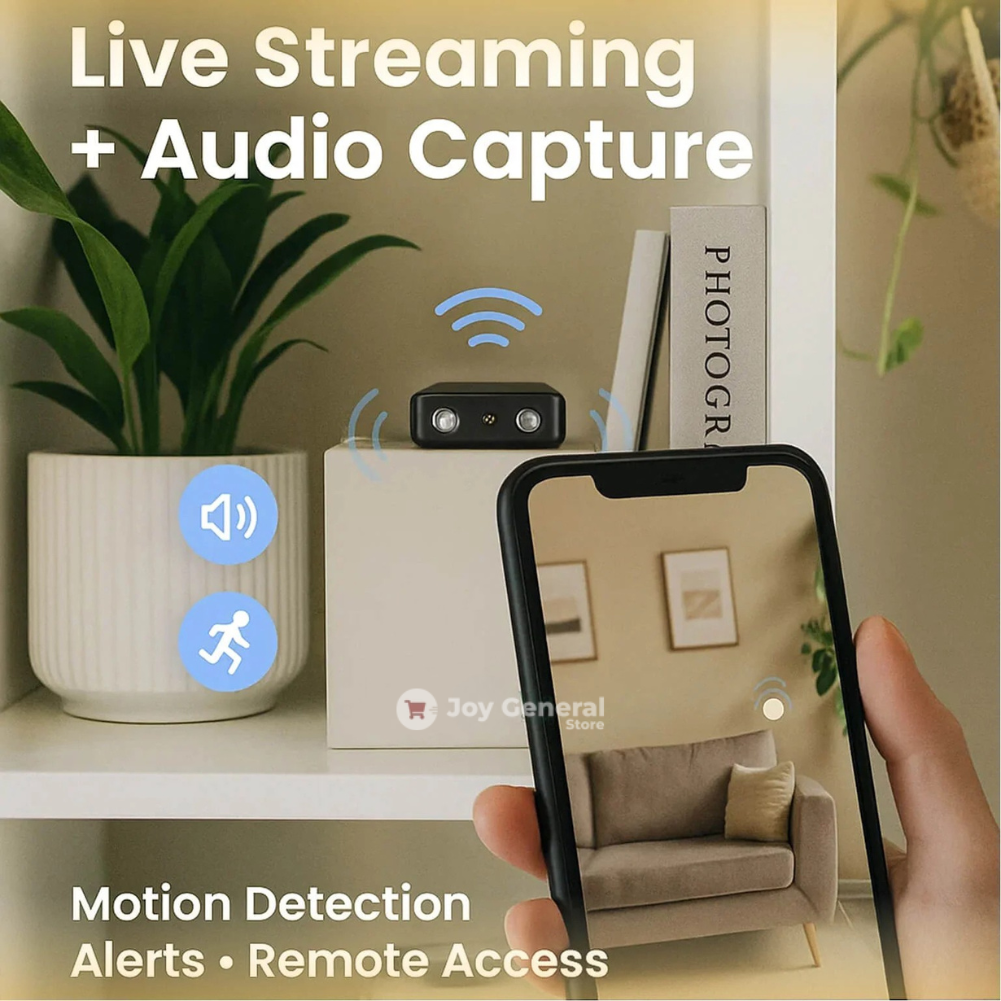 Mini Wireless Hidden Camera with Audio - Compact Spy Camera for Home Security & Nanny Monitoring