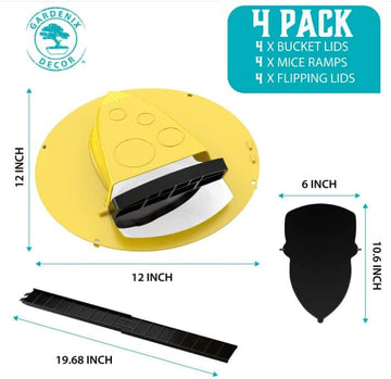 4-Pack Bucket Lid Mouse Trap - Auto-Reset, Non-Toxic & Effective for Indoor and Outdoor Rodent Control