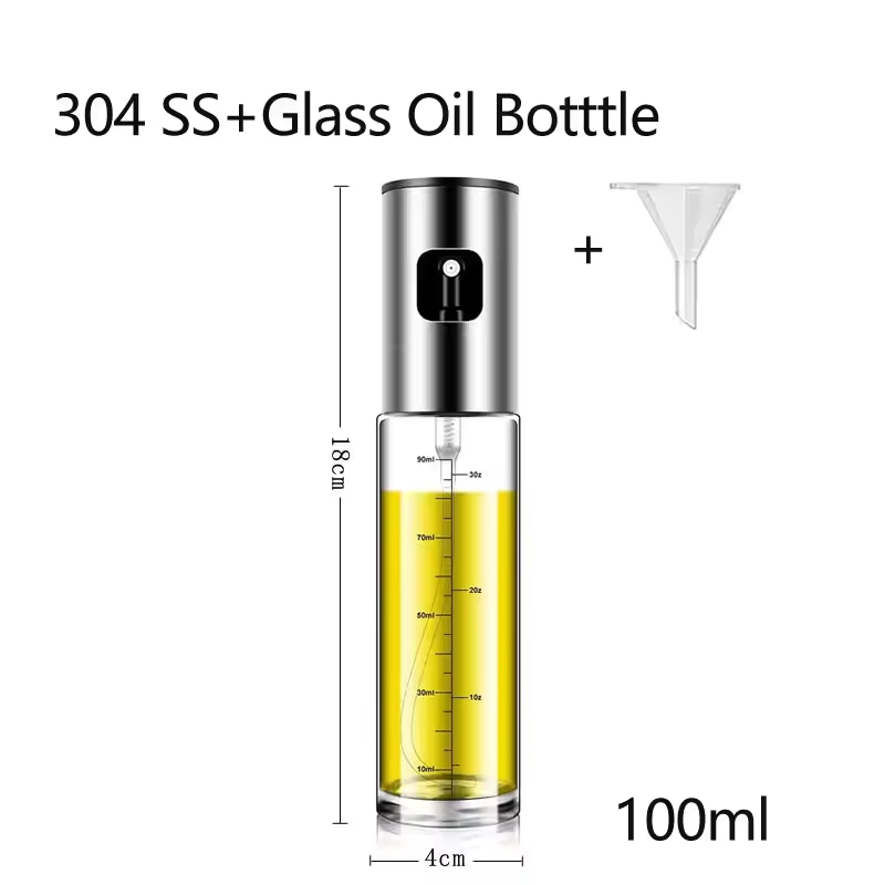 Glass Oil Spray Bottle | Durable Glass & Stainless Steel Design for Cooking, Baking & Air Frying