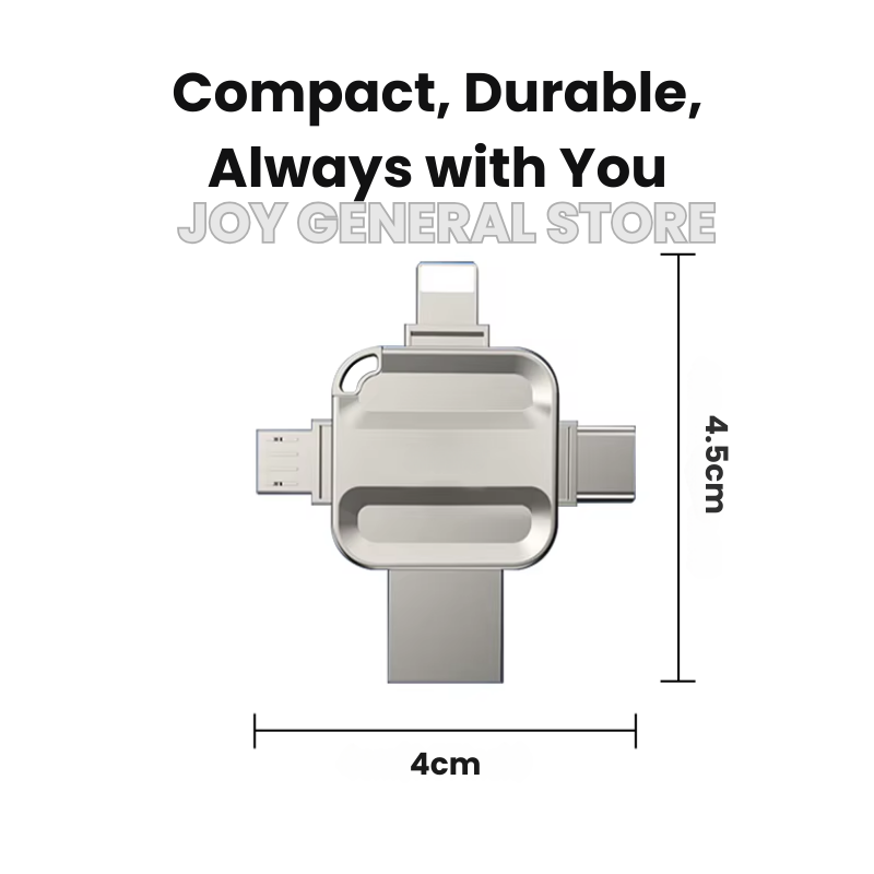 Memory Stick for Photos & Videos 64GB, 128GB, 256GB USB 3.0 Flash Drive with Type-C, Lightning & Micro USB – Best External Storage for iPhone & Android