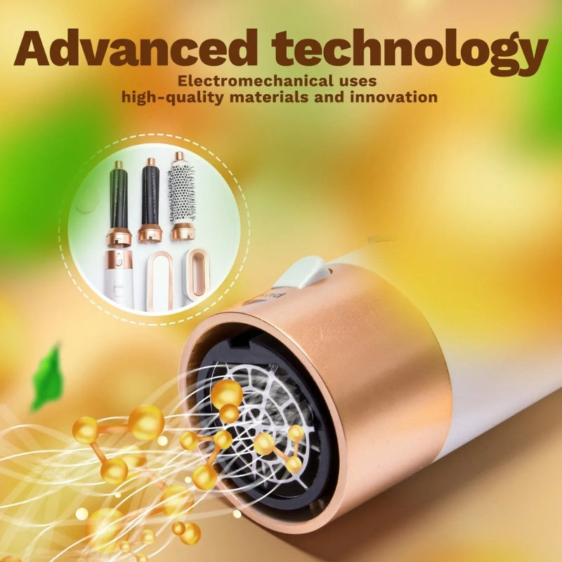 Mystiflex™ | 5-in-1 Hair Styler Pro with Hot Air Brush, Hair Dryer & Curling Attachments – Salon-Quality Blowout Tool