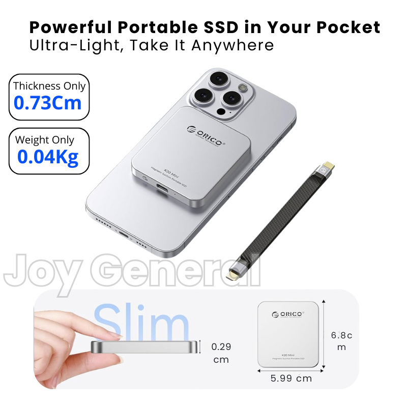 Magnetic Portable SSD 1TB/2TB – Ultra-Fast 2000MB/s Portable External Hard Drive for iPhone 15/16/17 ProRes, Laptop & PC