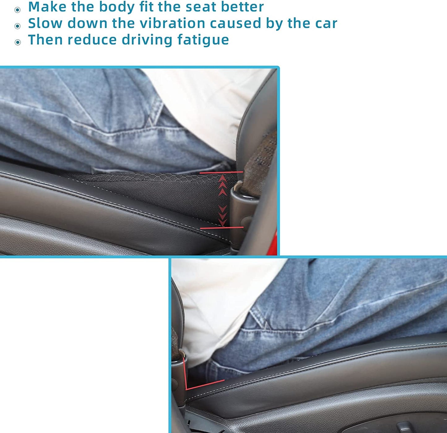 Car Seat Cushion for Short Drivers | 3.5-Inch Thick, Ergonomic Memory Foam for Comfort and Pain Relief