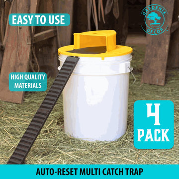 4-Pack Bucket Lid Mouse Trap - Auto-Reset, Non-Toxic & Effective for Indoor and Outdoor Rodent Control