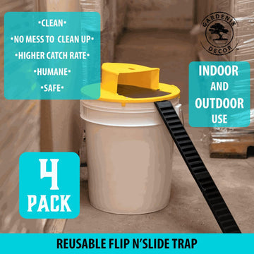 4-Pack Bucket Lid Mouse Trap - Auto-Reset, Non-Toxic & Effective for Indoor and Outdoor Rodent Control
