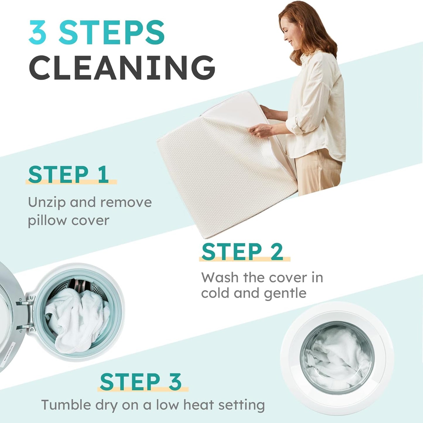 Deluxe Inclined Wedge Support Pillow | Cooling Gel Memory Foam, Machine-Washable & Ideal for Back Pain Relief and Acid Reflux - mattress wedge