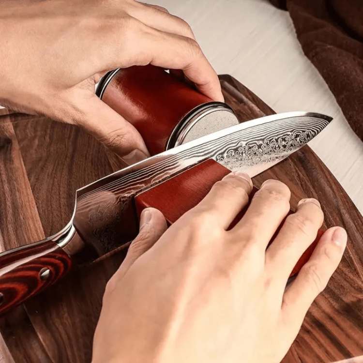 Rolling Knife Sharpener with Precision Grinding for Kitchen Knives and Blades - Easy to Use & Compact Design