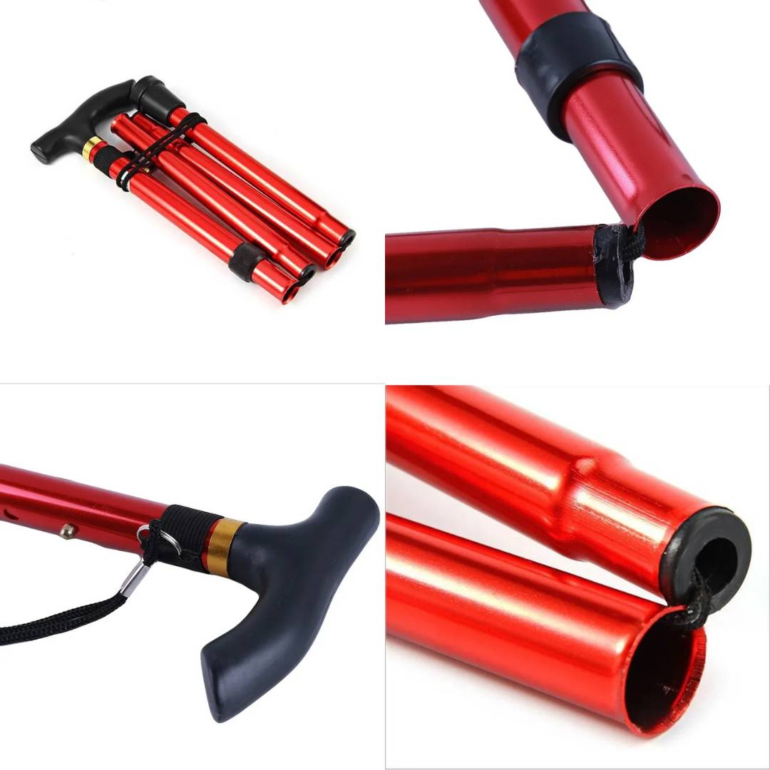 Folding Telescopic Walking Stick | Adjustable Height, Ergonomic Handle & Non-Slip Tip for Mobility Support and Outdoor Use