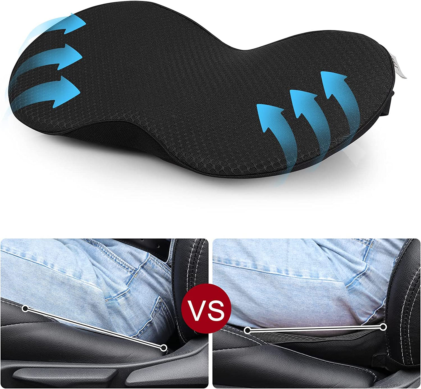Car Seat Cushion for Short Drivers | 3.5-Inch Thick, Ergonomic Memory Foam for Comfort and Pain Relief