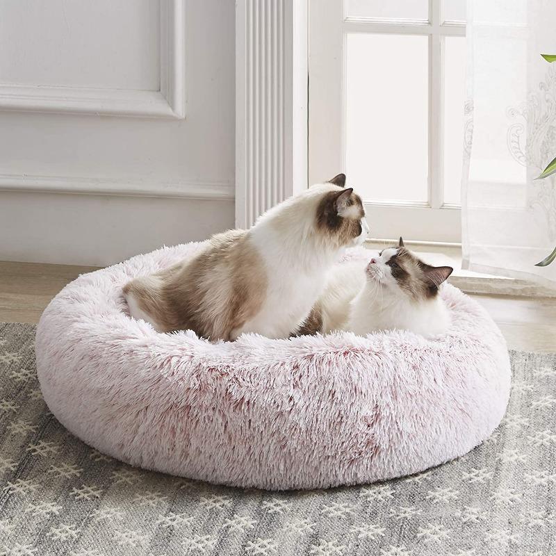 Calming Cloud Cat Bed - Soft Plush Pet Bed for Cats & Kittens, Cozy Nesting Bed for Indoor Use