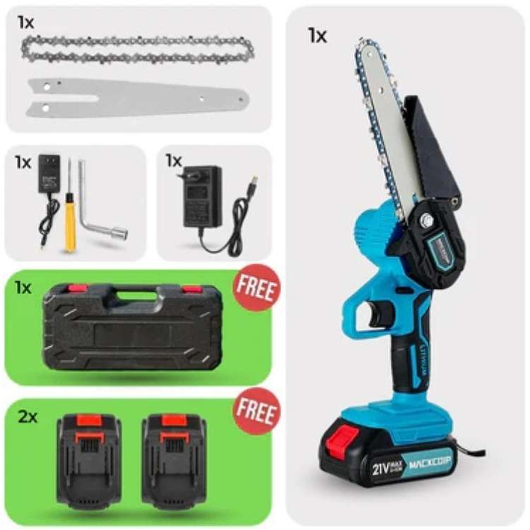 6" Mini Cordless Electric Chainsaw - Lightweight Battery-Powered Tool for Tree Trimming & Gardening