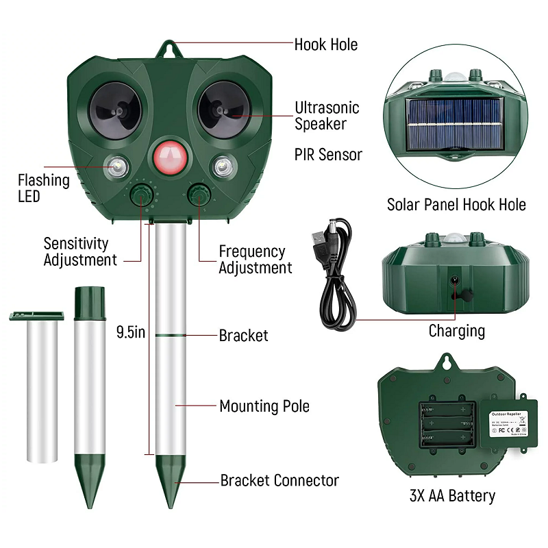 Ultrasonic Bird Repeller | Solar-Powered, Waterproof & Effective for Gardens, Yards, Farms & Outdoor Spaces