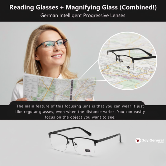 German Intelligent Progressive Glasses | Anti-Fingerprint, UV Protection & Ideal for Reading and Driving