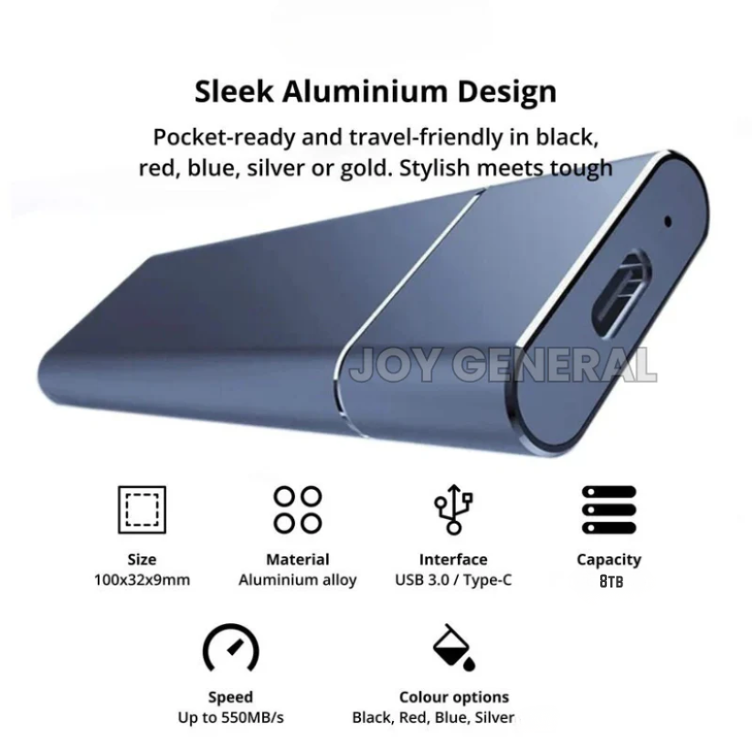 8TB Portable SSD External Hard Drive | High-Speed Data Transfer, Compact & Durable for Professionals and Creatives
