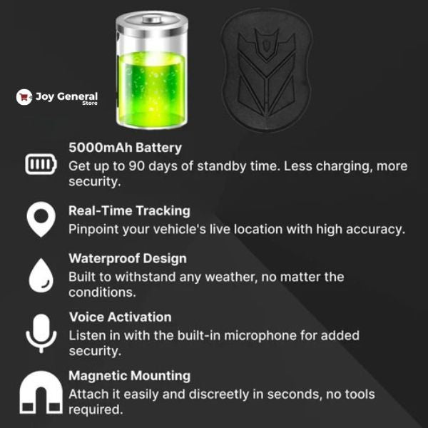 Waterproof GPS Car Tracker | Real-Time Monitoring, Voice Activation & 5000mAh Battery for Vehicle Security